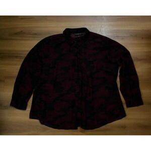Lane Bryant Camo Sheer See Through Button Down Split Back‎ Top Blouse